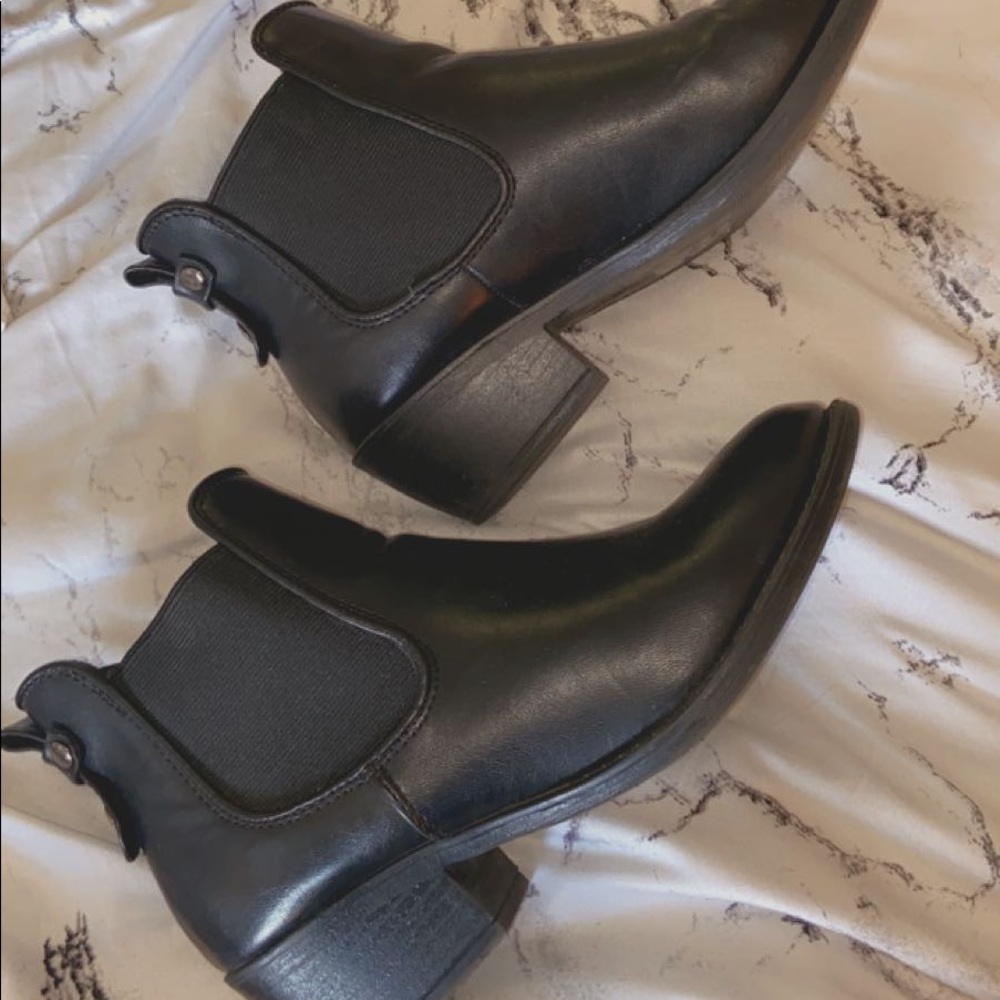 Black leather ankle boots
